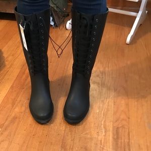 NWT Target Black Rain-boots With laces